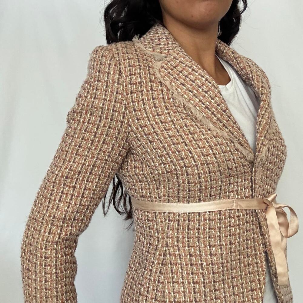2000s Laundry by Shelli Segal pink tweed jacket - Picture 6 of 10
